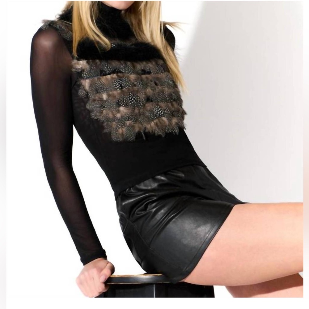 NWT OOLALA feathered shirt